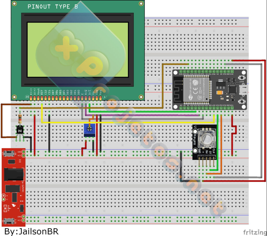 KY-040_Protoboard-1-1024x907 Codificador Rotativo KY-040 - ESP32